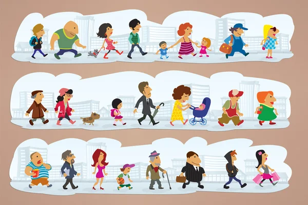 Characters on street — Stock Vector