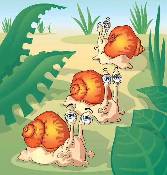 Escargots drôles — Image vectorielle