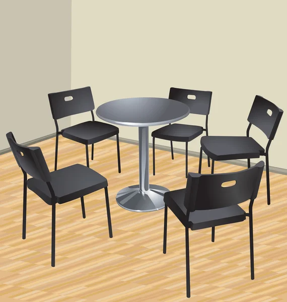 Beş sandalye ve masa — Stok Vektör