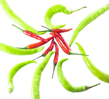 Kırmızı ve yeşil chillis