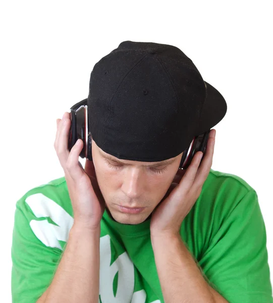 stock image Young man concetrating on his music