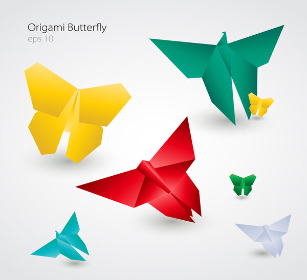 Vector Origami Butterflies. EPS10