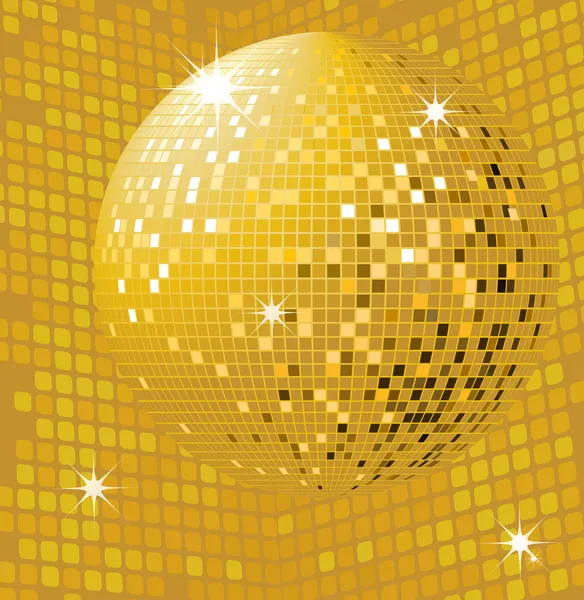 Glänsande guld discokula — Stock vektor