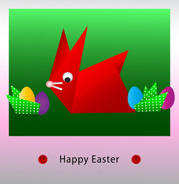 Feliz Pascua origami tarjeta de conejo — Vector de stock