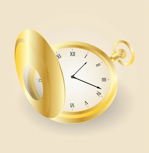 Διάνυσμα τσέπη χρυσό ρολόι εξαιρετικά λεπτομερείς Royalty Free Εικονογραφήσεις Αρχείου