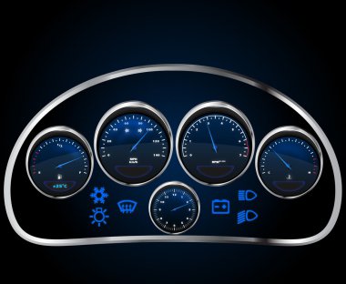 Vector realistic car dashboard clipart