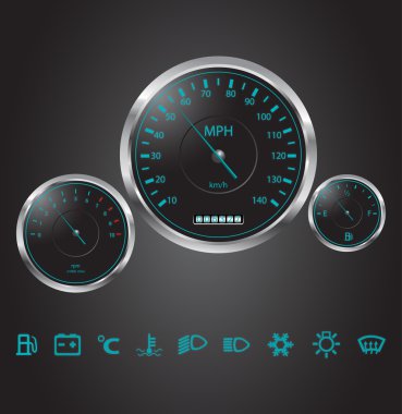 Vector realistic car dashboard clipart