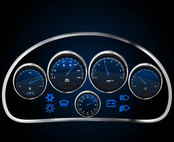 Векторна реалістична приладова панель автомобіля Стокова Ілюстрація