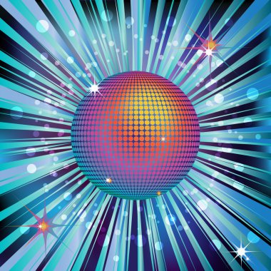 Shiny rainbow disco ball clipart