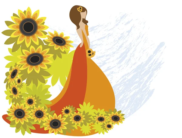 Girl _ sunflower — стоковый вектор