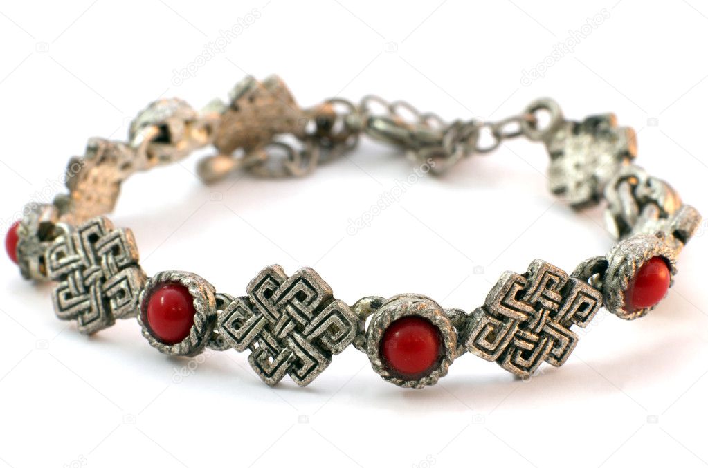 Metal bracelet with corals