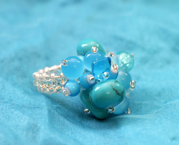 Handmade (glass) beads ring — Stock Photo, Image