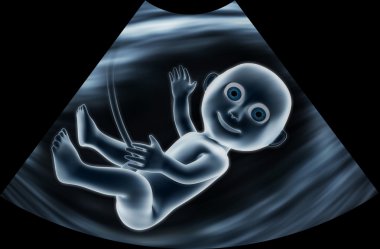 Ultrasound image of funny baby clipart