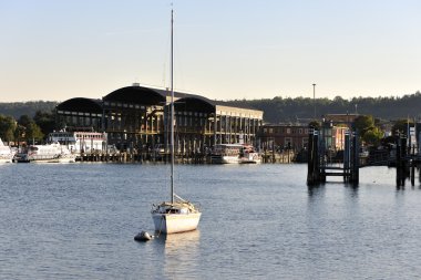 Arona harbor on Lake Maggiore in Italy clipart