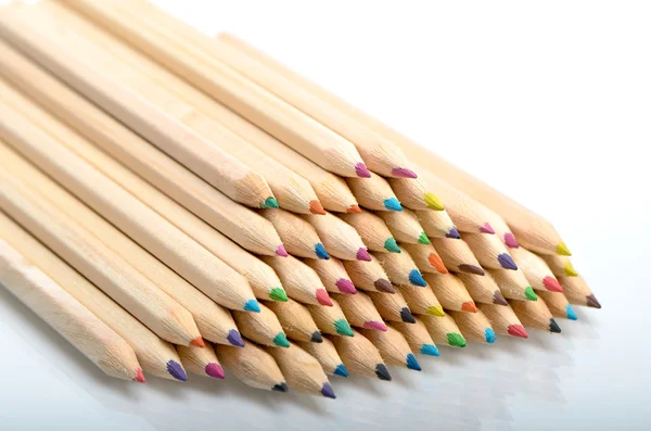 Pile of multi coloured pencils — Stock Photo, Image
