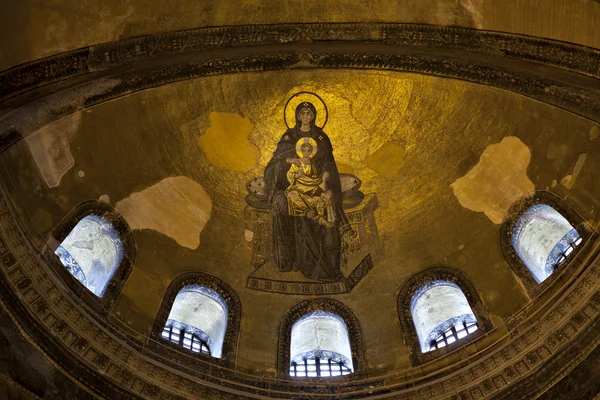 Jungfrau Maria und Christkind, das Apsis-Mosaik — Stockfoto