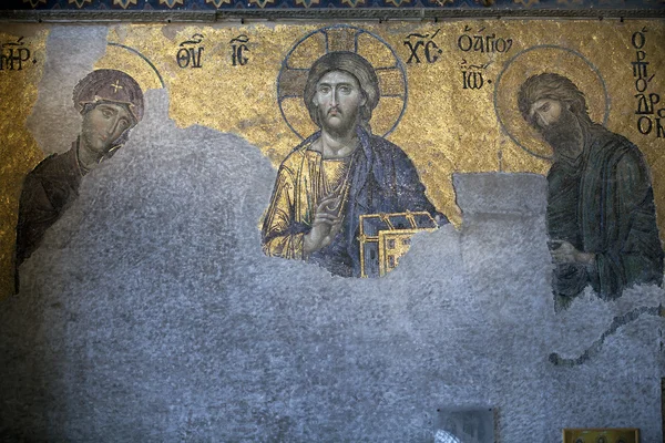 El mosaico de la Deesis en la iglesia de Santa Sofía — Foto de Stock