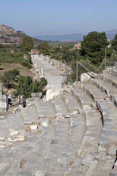 Horbour street, a színház, Ephesus látképe — Stock Fotó