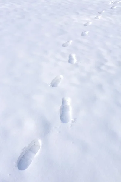 雪の上の足のステップ — ストック写真