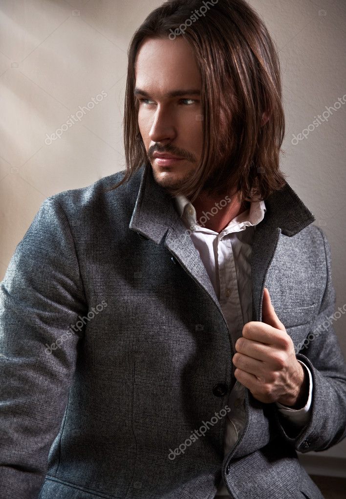Men With Long Brown Hair Handsome Man With Long Brown Hair