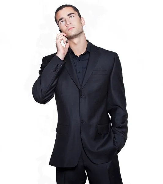 Elegante jonge zakenman praten over cellphone — Stockfoto