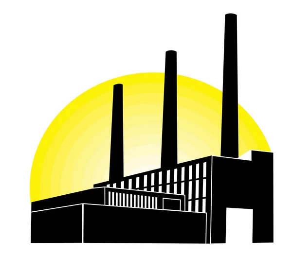 Černé továrna žluté kolo — Stockový vektor