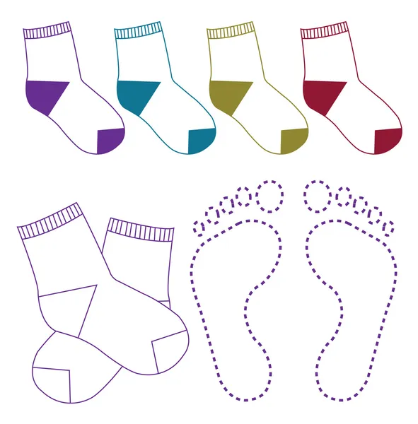 Ponožky nastavit obrázek na bílém pozadí — Stockový vektor