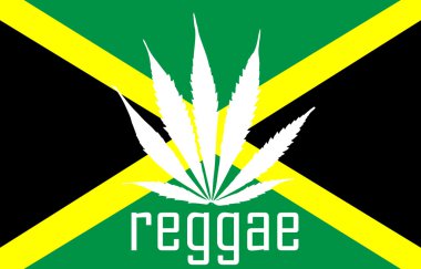 Jamaikalı reggae bayrak marihuana yaprağı