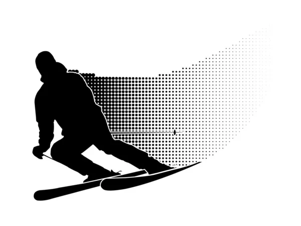 滑雪运动员剪影 — 图库照片