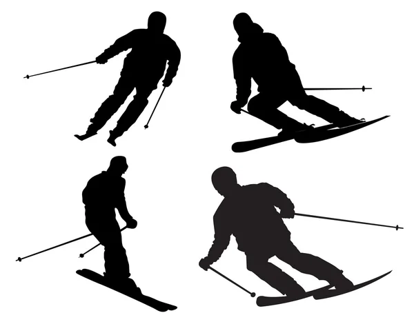 滑雪运动员剪影 — 图库照片