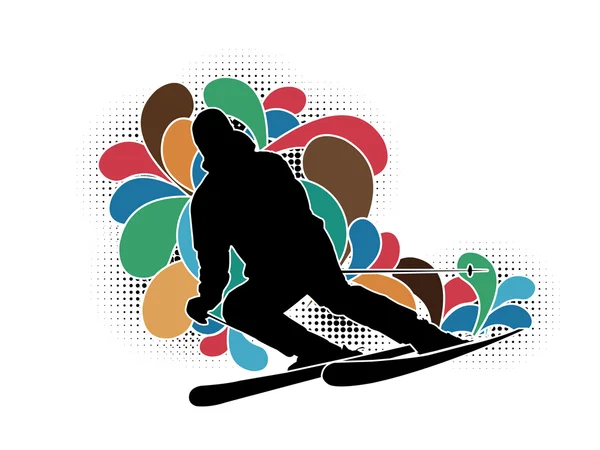 Силуэт лыжника — стоковое фото