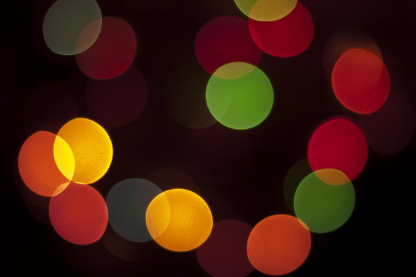 Glowing Christmas lights and tree
