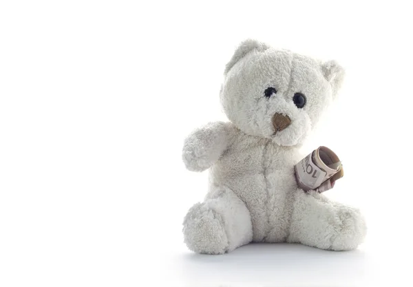 Медведь Тедди на нейтральном фоне — стоковое фото