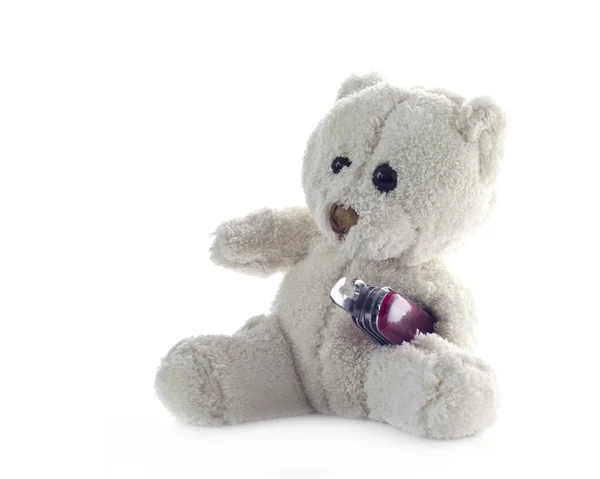 Ведмедик Тедді на нейтральному фоні — стокове фото