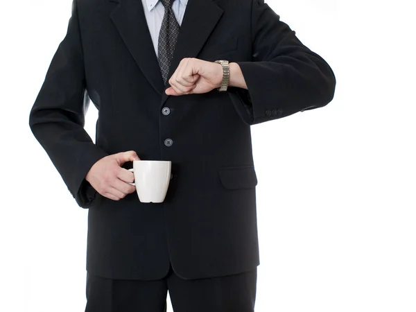 Podnikatel hospodářství káva pohár — Stock fotografie