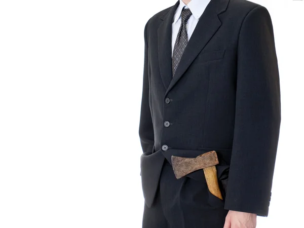 Businessman with axe — Stock Photo, Image