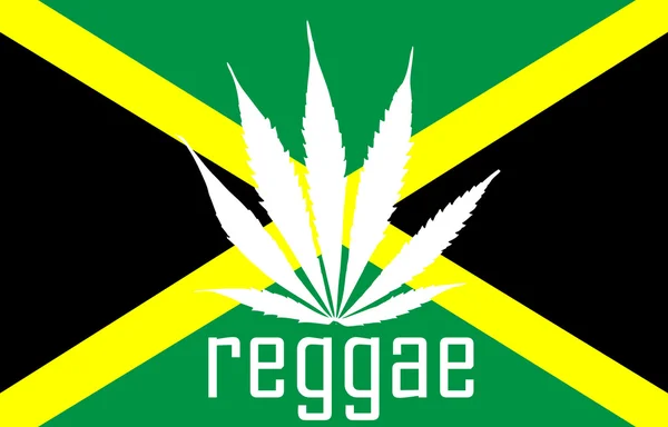 Bandiera reggae giamaicana con foglia di marijuana — Foto Stock