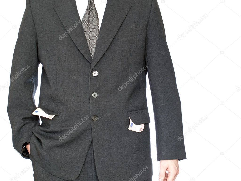 Businessman with money in pocket