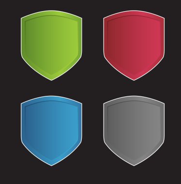 Color shields with racing sign on the black clipart