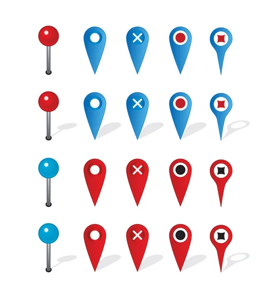 Gruppo di icone di navigazione mappa e pin — Vettoriale Stock
