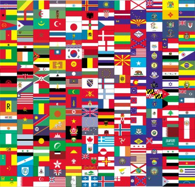 Big Flag with small flags clipart