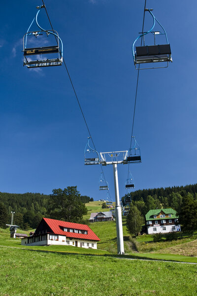 Chairlift, Panorama of The Krkonose Mts. National Park-Czech Republic