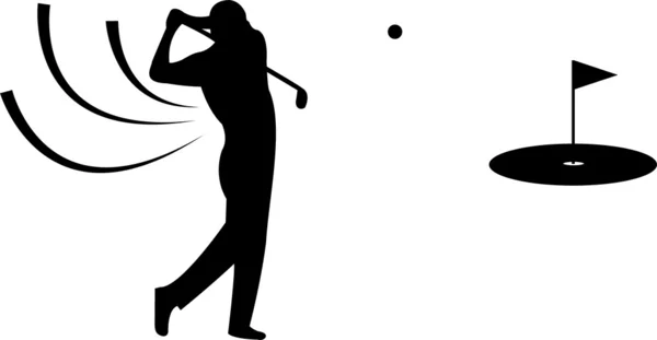 Black golfer silhouette on white background — Stock Photo, Image