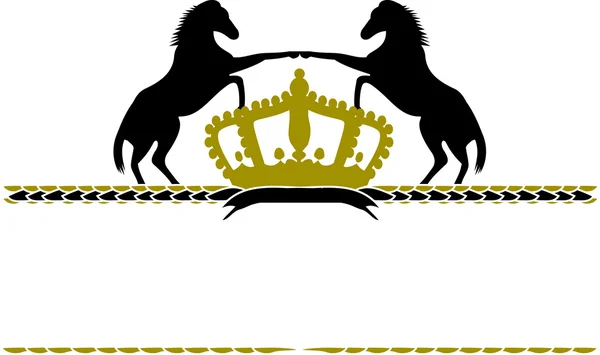 Häst siluett på vit bakgrund med krona — Stockfoto