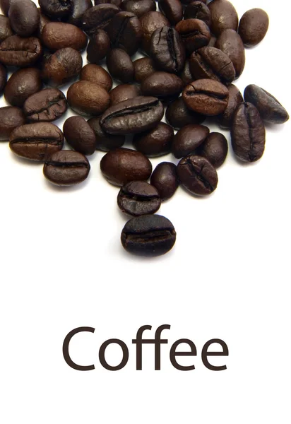 Koffie bonen met tekst — Stockfoto