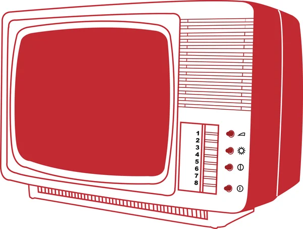 Red old TV on white background — Stock Photo, Image