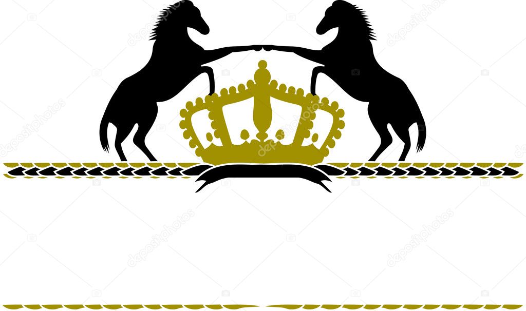 Horse silhouette on white background with crown