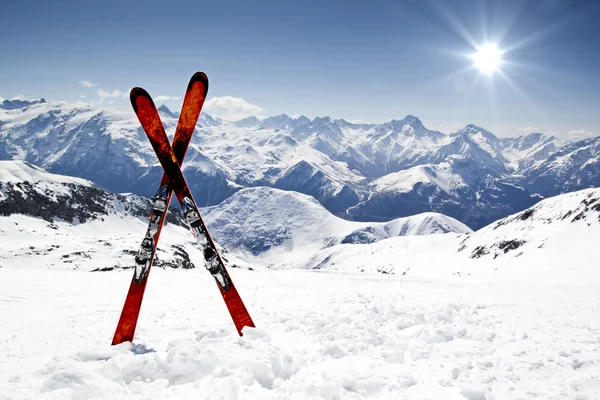 Pair of cross skis — Stok fotoğraf