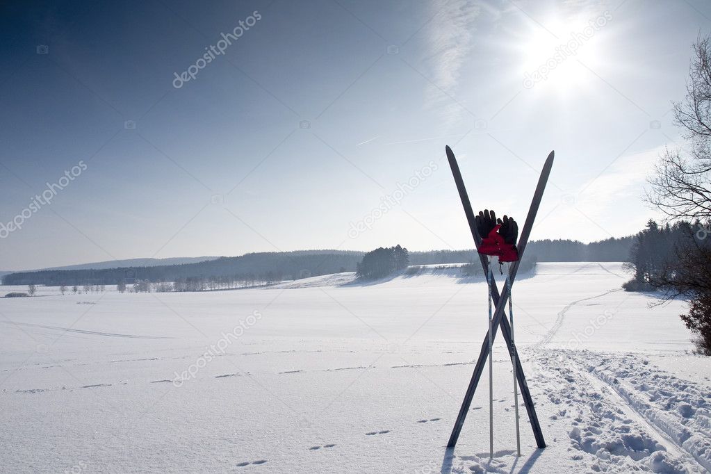 Cross country ski trail with ski