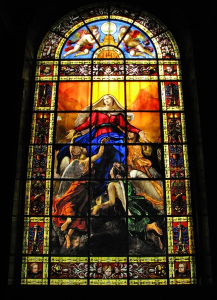 Stained Glass in Church of Notre Dame de Lorette — Stock Photo, Image